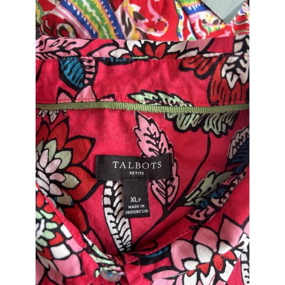 Talbots Cotton Size XLP Button Front Shirt Botanical Floral Long sleeve - Picture 5 of 6